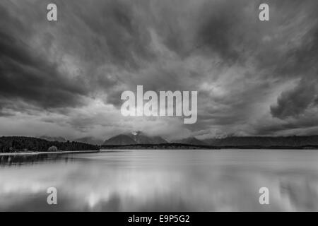 Gewitterwolken über Mount Moran, Grand Teton, Wyoming Stockfoto