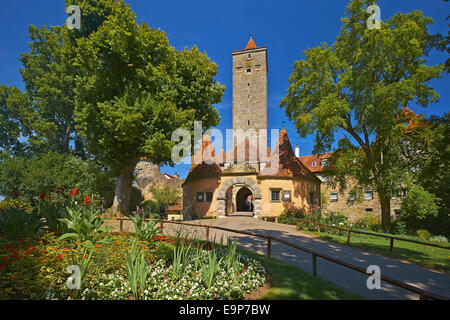 Burgtor Tor am Burggarten in Rothenburg Ob der Tauber, Bavaria, Germany Stockfoto