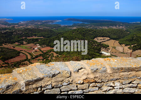 Blick vom Gipfel des Monte Toro (El Toro), Es Mercadal, Menorca, Balearen, Spanien Stockfoto