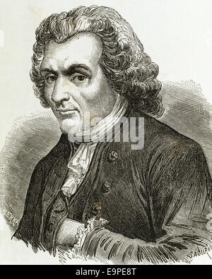 Jean-Jacques Rousseau (1712-1778). Genovese-Philosoph, Schriftsteller und Komponist. Porträt. Gravur. Stockfoto