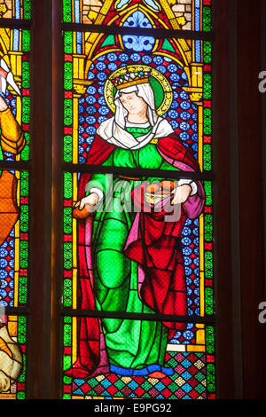 Fenster mit St. Elizabeth, Str. Marys Kirche, Marburg, Hessen, Deutschland, Europa, Stockfoto