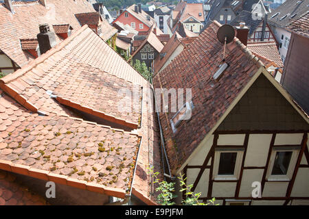 Mit Blick auf die Dächer der Altstadt, Marburg, Hessen, Deutschland, Europa, Stockfoto