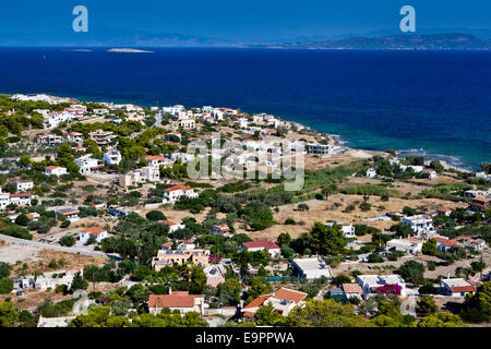 Die Küsten Stadt Vagia in der griechischen Insel Aegina, Griechenland. Stockfoto
