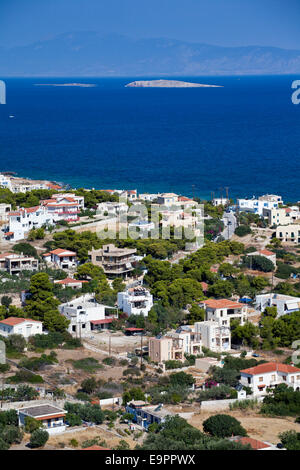 Die Küsten Stadt Vagia in der griechischen Insel Aegina, Griechenland. Stockfoto