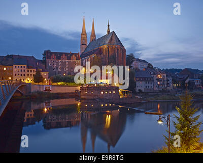 Blick auf Altstadt mit Kirche St. Peter und Paul in Görlitz, Deutschland Stockfoto