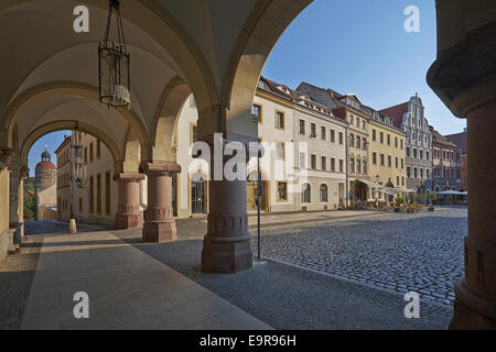 Rathaus Arkaden am Untermarkt Square in Görlitz, Deutschland Stockfoto
