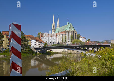 Altstadt mit Kirche St. Peter und Paul in Görlitz, Deutschland Stockfoto