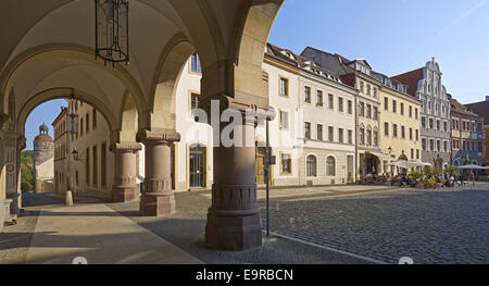 Rathaus Arkaden am Untermarkt Square in Görlitz, Deutschland Stockfoto