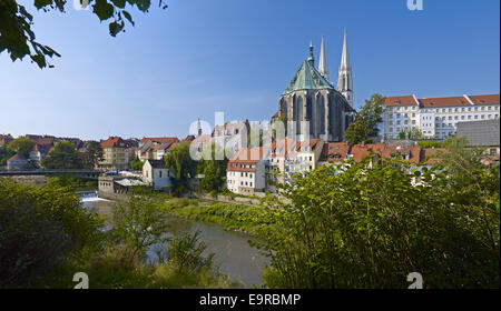 Blick auf Altstadt mit Kirche St. Peter und Paul in Görlitz, Deutschland Stockfoto