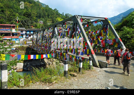 Brücke, Nepal Birethanti Stockfoto