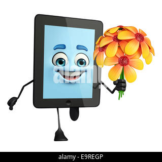 Cartoon-Figur des Tabs mit Blumen Stockfoto