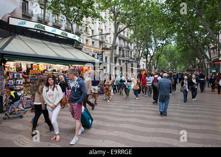 La Rambla in Barcelona, Katalonien, Spanien. Stockfoto