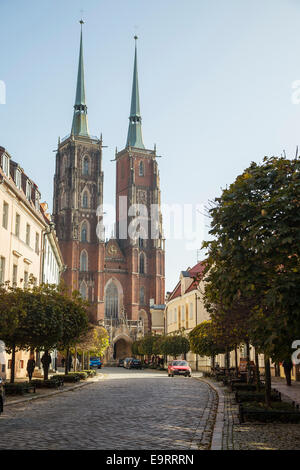 Kathedrale St. Johannes des Täufers auf Dominsel Ostrow Tumski, Wroclaw, Polen Stockfoto