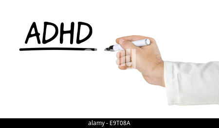 Hand mit Stift schreiben von ADHS Stockfoto