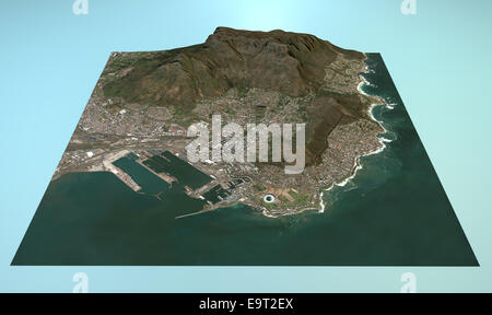 Blick auf Kapstadt und die Karte von der Umgebung in 3D.  Element dieses Bildes sind von der Nasa eingerichtet Stockfoto