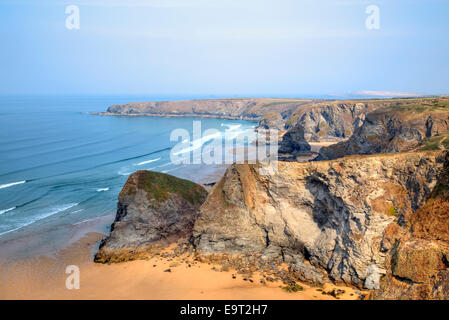 Carnewas und Bedruthan Steps, Cornwall, England, Vereinigtes Königreich Stockfoto