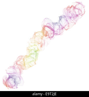 Bunte abstrakte Partikel fließen isolierten auf weißen Hintergrund Stockfoto