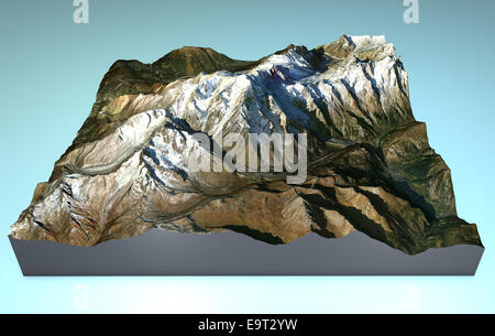 Luftaufnahme des Mont Blanc (Monte Bianco) zuordnen. Bilder sind von der NASA eingerichtet. Stockfoto