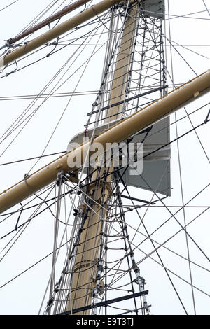 Großsegler Mast und Rigg Stockfoto