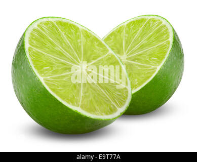 Scheibe frische Limette isoliert auf weißem Hintergrund. Clipping-Pfad Stockfoto