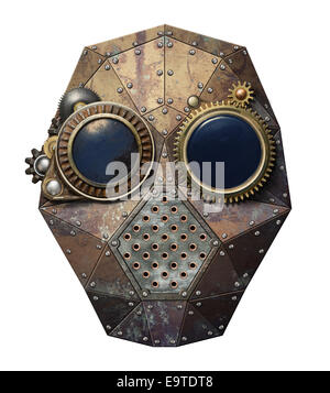 Steampunk Metall Roboterkopf. Stockfoto