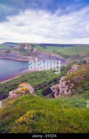 Egmont-Punkt auf dem South West Coast Path über Chapmans Pool in Dorset England UK Stockfoto