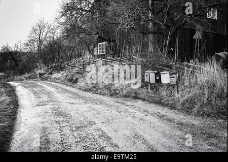 Die Landschaft der Ostergotland im November in Schweden Stockfoto