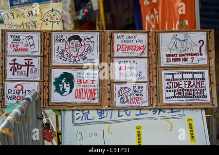 Pro-Demokratie-Student Camp. Hennessy Road, Causeway Bay, Hongkong. Stockfoto