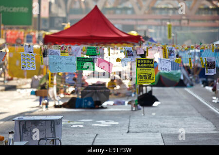 Pro-Demokratie-Student Camp. Hennessy Road, Causeway Bay, Hongkong. Stockfoto