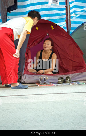 Pro-Demokratie-Student Camp. Hennessy Road, Causeway Bay, Hongkong. Stockfoto