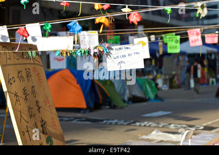 Pro-Demokratie-Student Camp. Hennessy Road, Causeway Bay, Hongkong. Stockfoto