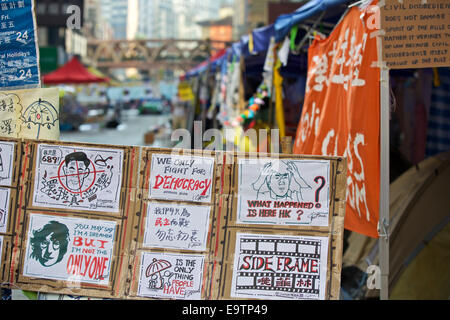 Pro-Demokratie-Student Camp. Hennessy Road, Causeway Bay, Hongkong. Stockfoto