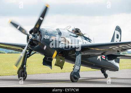 Duxford, Großbritannien - 13. Juli 2014: Vintage Grumman Bearcat im Duxford Flying Legends Airshow Stockfoto