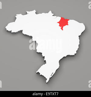 Maranhao Staat auf der Karte von Brasilien auf grauem Hintergrund Stockfoto
