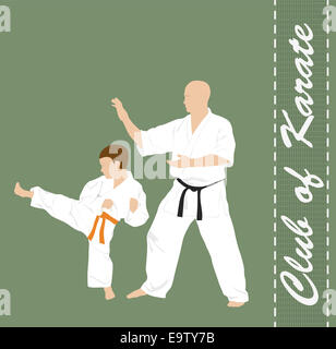 Der Mann und der junge engagieren sich in Karate. Stockfoto