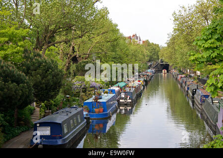 Die Kanäle von Klein-Venedig, in London, England. Stockfoto