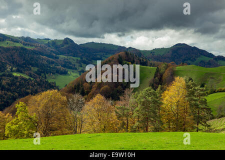 Herbst im Naturpark Thal, Jura-Gebirge, Schweiz. Stockfoto