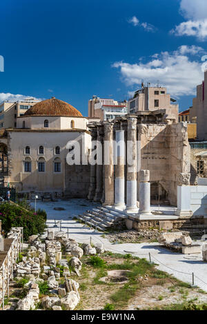 Die restaurierten Ruinen der antiken Agora in der Nähe von Monastiraki-Platz in Athen, Griechenland, Europa. Stockfoto