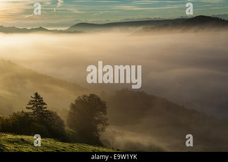 Im Herbst Beginn im Naturpark Thal, Jura-Gebirge, Kanton Solothurn, Schweiz Stockfoto