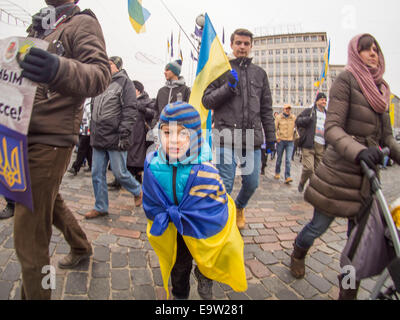 Kiew, Ukraine. 2. November 2014. In Kiew nahm Aktion "Donbass gegen Terror und illegitime Wahlen."  Nach Angaben der Veranstalter neben der Hauptstadt fand diese Aktion statt in 9 Städten. Die Veranstaltung wurde mit die Siedler und die Bewohner von Donbass befreiten Städten der östlichen Ukraine. Bildnachweis: Igor Golovnov/Alamy Live-Nachrichten Stockfoto