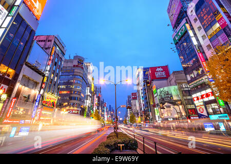 TOKYO, JAPAN - 15. Dezember 2012: Datenverkehr durchläuft Shinjuku in Kabuki-Cho. Die Gegend ist eine berühmte Ausgehviertel. Stockfoto