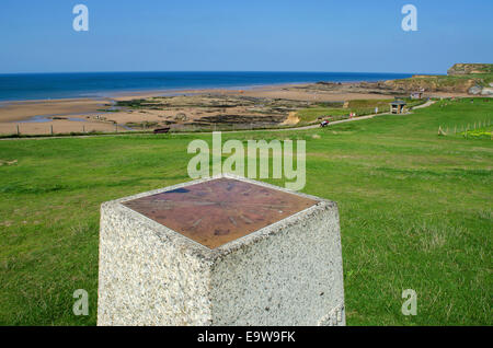 Ordnance Survey Trianulation Punkt Crooklets Strand in Bude, Cornwall, UK Stockfoto