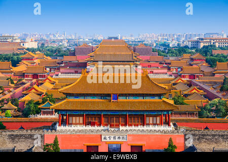 Skyline von Peking in der verbotenen Stadt. Stockfoto