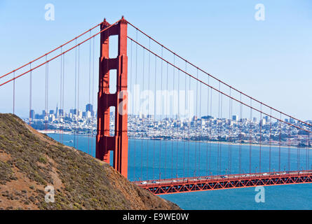 Skyline von San Francisco mit der Golden Gate Bridge. Stockfoto
