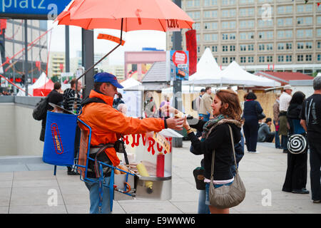 Mobilen Wurst Verkäufer in Berlin, Deutschland Stockfoto