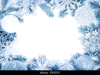 Weihnachten-Frame in Blautönen für Grußkarte Stockfoto