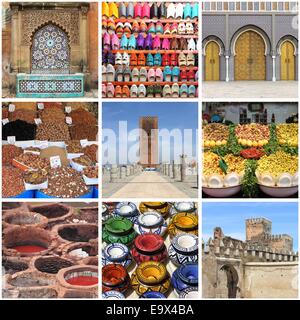 Marokko Sehenswürdigkeiten collage Stockfoto