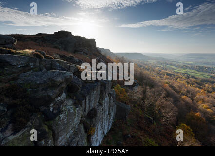 Curbar Edge, Herbst. Peak District National Park. Derbyshire. England. VEREINIGTES KÖNIGREICH. Stockfoto