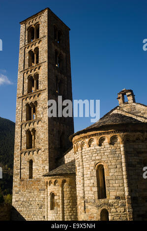 Romanische Kirche Sant Climent de Taull. Taull, Vall de Boi, Lleida, Katalonien, Spanien. UNESCO-Weltkulturerbe. Stockfoto