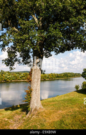 Blick auf den historischen Cumberland River am Fort Donelson in der Nähe von Dover in Tennessee Stockfoto